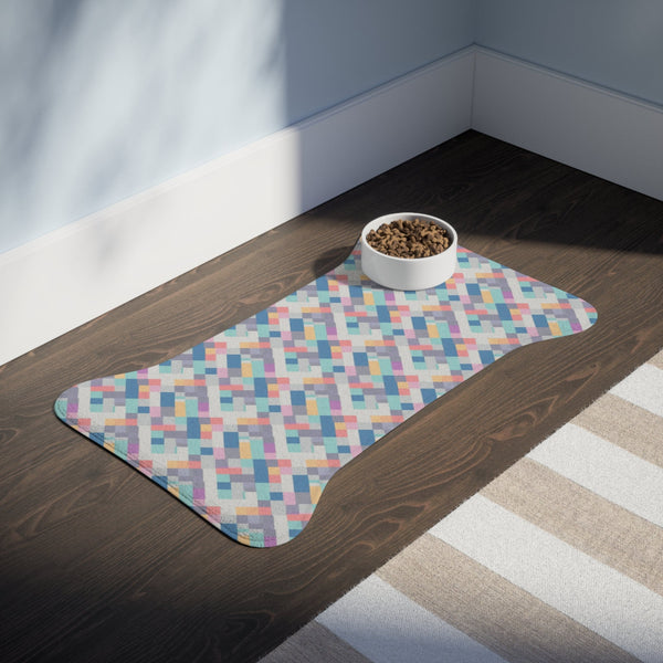 Pastel Pixel Weave in Diagonal Harmony - Pet Feeding Mat Pet Ze