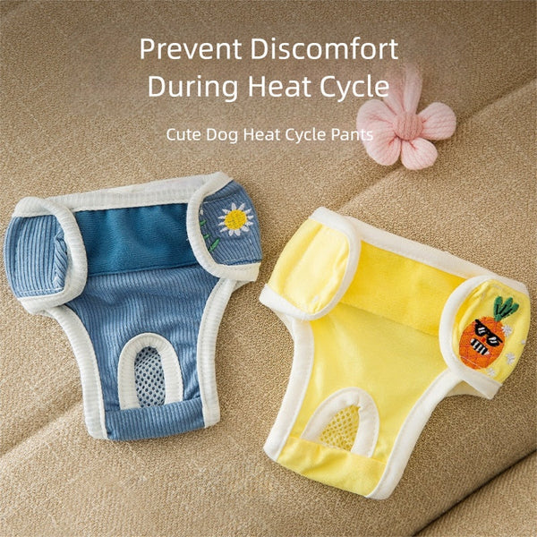 New Washable Dog Physiological Pants Leakproof Cartoon Dog Menstrual Pants Reusable Breathable Pet Diaper Pet Supplies