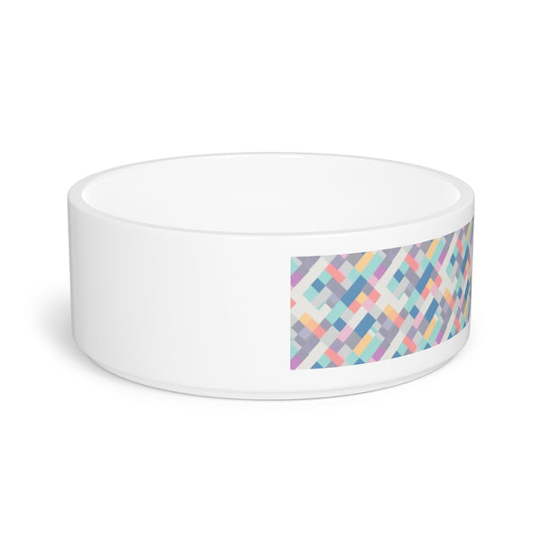 Pastel Pixel Weave in Diagonal Harmony - Pet Bowl