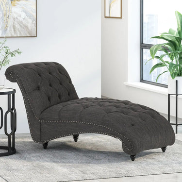 HouseOfZazla tufted diamond stitch chaise lounge with button-tufted upholstery and elegant design.