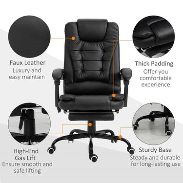 Black 7 Mode Vibrating High Back Executive Massage Adjustable Office Chair