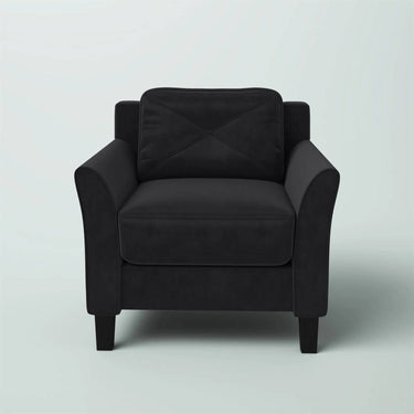 Black Microfiber Upholstered Armchair Flared Arm Chair with Tufted Back Cushion