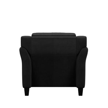 Black Microfiber Upholstered Armchair Flared Arm Chair with Tufted Back Cushion