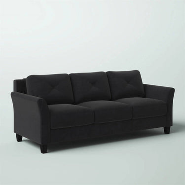 Modern black microfiber 3-seater sofa from HomePacific, upholstered living room sofa with clean lines and plush cushions.