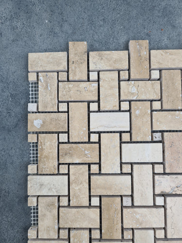 Patara Basketweave Pattern 12" x 12" Honed Travertine Mesh-Mounted Mosaic Tile