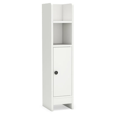 Bathroom Slim Cabinet Corner with Door and Adjustable Shelf-White