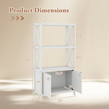 Bathroom Storage Cabinet with Open Shelves and Double Doors-White