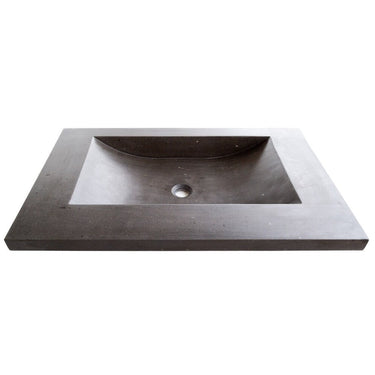 Black Andesite Natural Stone Rectangular Sink Honed/Matte (W)20" (L)33" (H)6"