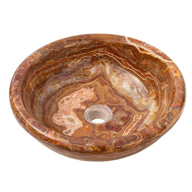 Brown Onyx Translucent Natural Stone Drop-in Vessel Sink Polished  (D)16" (H)6"