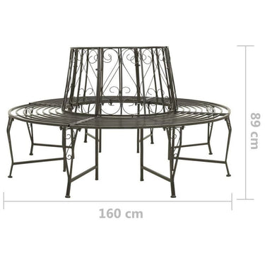 Roundabout Circular Outdoor Garden Tree Bench in Heavy Duty Grey Steel