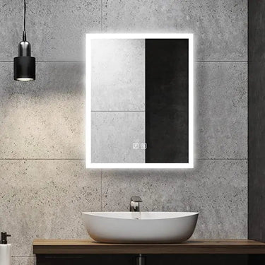 HAUSVITA Compact Edge Glow LED bathroom mirror with illuminated edges and sleek design, ideal for modern bathrooms.