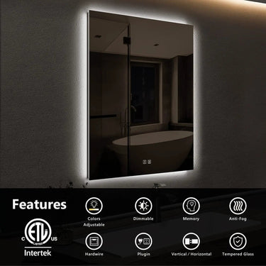Sleek backlit LED bathroom mirror by HAUSVITA with modern design and illuminated edge, ideal for contemporary bathroom decor