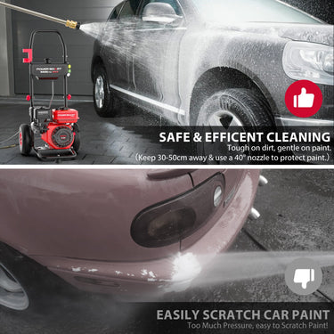 PowerSmart 3400PSI gas pressure washer with 212cc engine and 2.5 GPM flow for home and garden cleaning tasks.