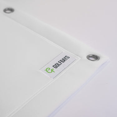 GolfBays Pro+ impact screen for golf simulators by GolfbaysUSA, showing a durable, high-quality impact screen with a vibrant surface.