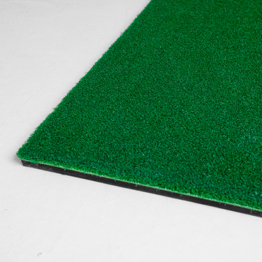 GolfbaysUSA standard golf hitting mat, 4'11 x 4'11, with realistic turf surface for practice and training.
