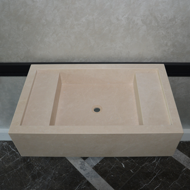 Custom Handmade Light Pearl Marble Sink (NS-079)