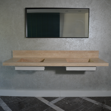 CUSTOM HANDCRAFTED TRAVERTINE DOUBLE SINK (TR-116)