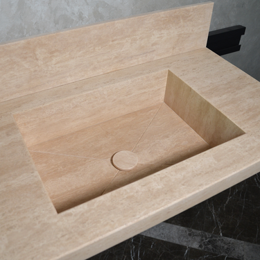 CUSTOM HANDCRAFTED TRAVERTINE DOUBLE SINK (TR-116)