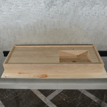 Handcrafted Custom Travertine Sink (TR-087)