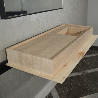 Handcrafted Custom Travertine Sink (TR-087)