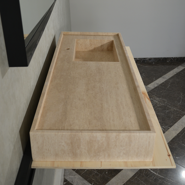 Handcrafted Custom Travertine Sink (TR-087)