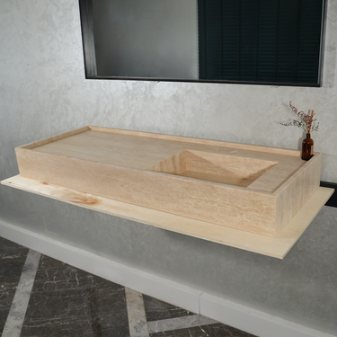 Handcrafted Custom Travertine Sink (TR-087)