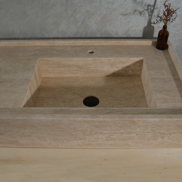 Handcrafted Custom Travertine Sink (TR-087)