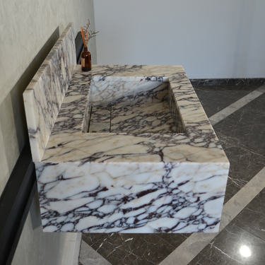 CUSTOM HANDCRAFTED CALACATTA VIOLA MARBLE SINK (NS-093)