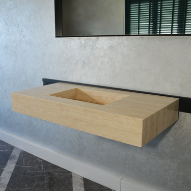 CUSTOM HANDCRAFTED TRAVERTINE SINK (TR-065)