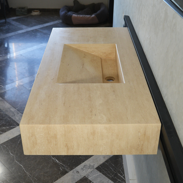 CUSTOM HANDCRAFTED TRAVERTINE SINK (TR-065)