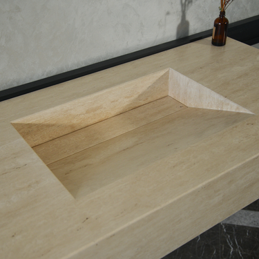 CUSTOM HANDCRAFTED TRAVERTINE SINK (TR-065)