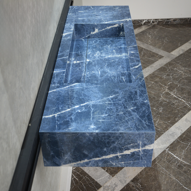 HANDCRAFTED INFINITY PRECIOUS SODALITE HIGH ENGINEERED STONE SINK (ES-085)