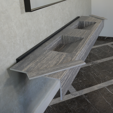 HANDCRAFTED INFINITY TRAVERTINO GREY HIGH ENGINEERED STONE SINK (ES-104)