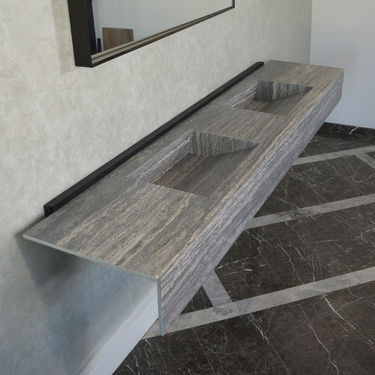 HANDCRAFTED INFINITY TRAVERTINO GREY HIGH ENGINEERED STONE SINK (ES-104)