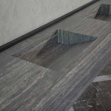 HANDCRAFTED INFINITY TRAVERTINO GREY HIGH ENGINEERED STONE SINK (ES-104)