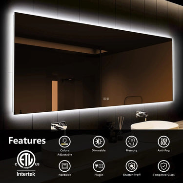 Sleek backlit LED bathroom mirror by HAUSVITA with modern frame and illuminated surface, suitable for contemporary bathroom decor