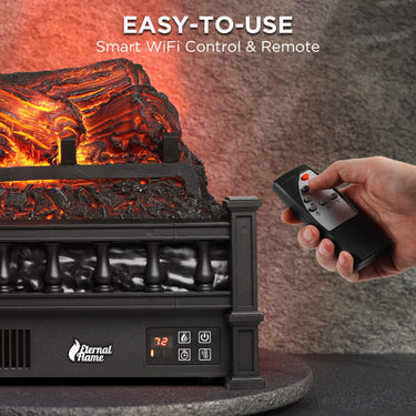 TURBRO Eternal Flame EF23-PB electric fireplace logs with realistic flame effect and wood-like design in a black finish.