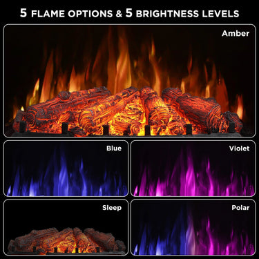 TURBRO Eternal Flame EF26-PB smart electric fireplace logs with WiFi connectivity, realistic wood appearance, and glowing flames.