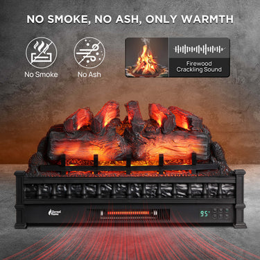 TURBRO Eternal Flame EF30-PB electric fireplace logs with realistic flame effect and black finish, designed for electric fireplace inserts.