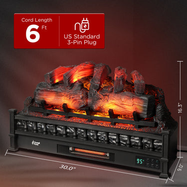 TURBRO Eternal Flame EF30-PB electric fireplace logs with realistic wood and ember details for cozy indoor heating.