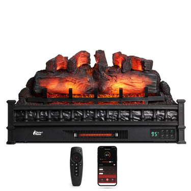 TURBRO Eternal Flame EF30-PB electric fireplace logs with realistic flame effect and black finish, designed for electric fireplaces.