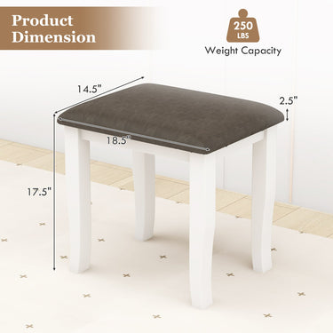 Faux Leather Vanity Stool Chair Set of 2 for Makeup Room and Living Room-Gray and White