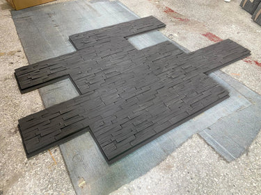 Hausvita faux stone wall siding panel with realistic stone veneer exterior, 46.46 x 13 inches, for indoor or outdoor wall decor.