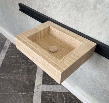HANDCRAFTED CUSTOM TRAVERTINE SINK (TR-040)