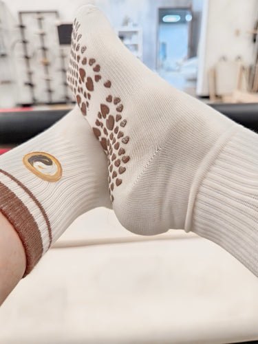 PersonalHour Heart Grip Pilates Socks with non-slip grip soles, designed for yoga and Pilates practice.