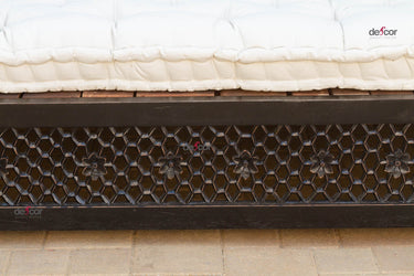 8 Ft Long Onyx Floral Carved Daybed