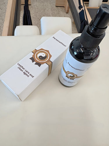 Personal Hour Pilates Reformer leather care kit for cleaning, sanitizing, and protecting Pilates reformer equipment.