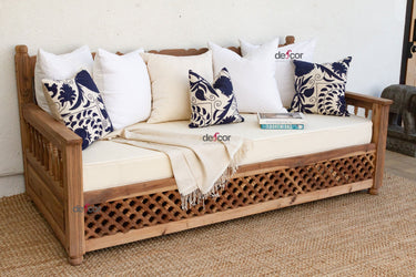 84" Long Reclaimed Moroccan Teak Mousharabi Daybed