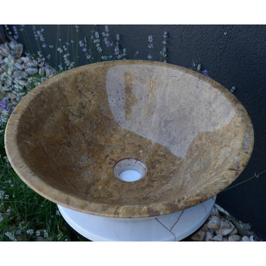 HANDCRAFTED NOCE BROWN TRAVERTINE SINK