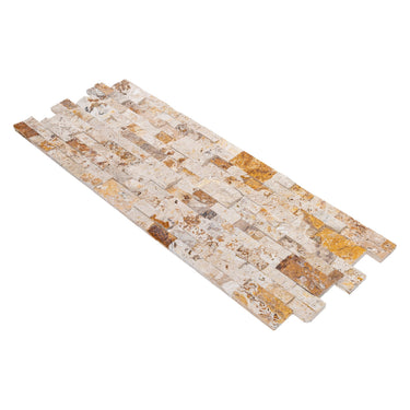 Leonardo Onyx Ledger 3D Panel 6"x24" Split-face Natural Travertine Wall Tile